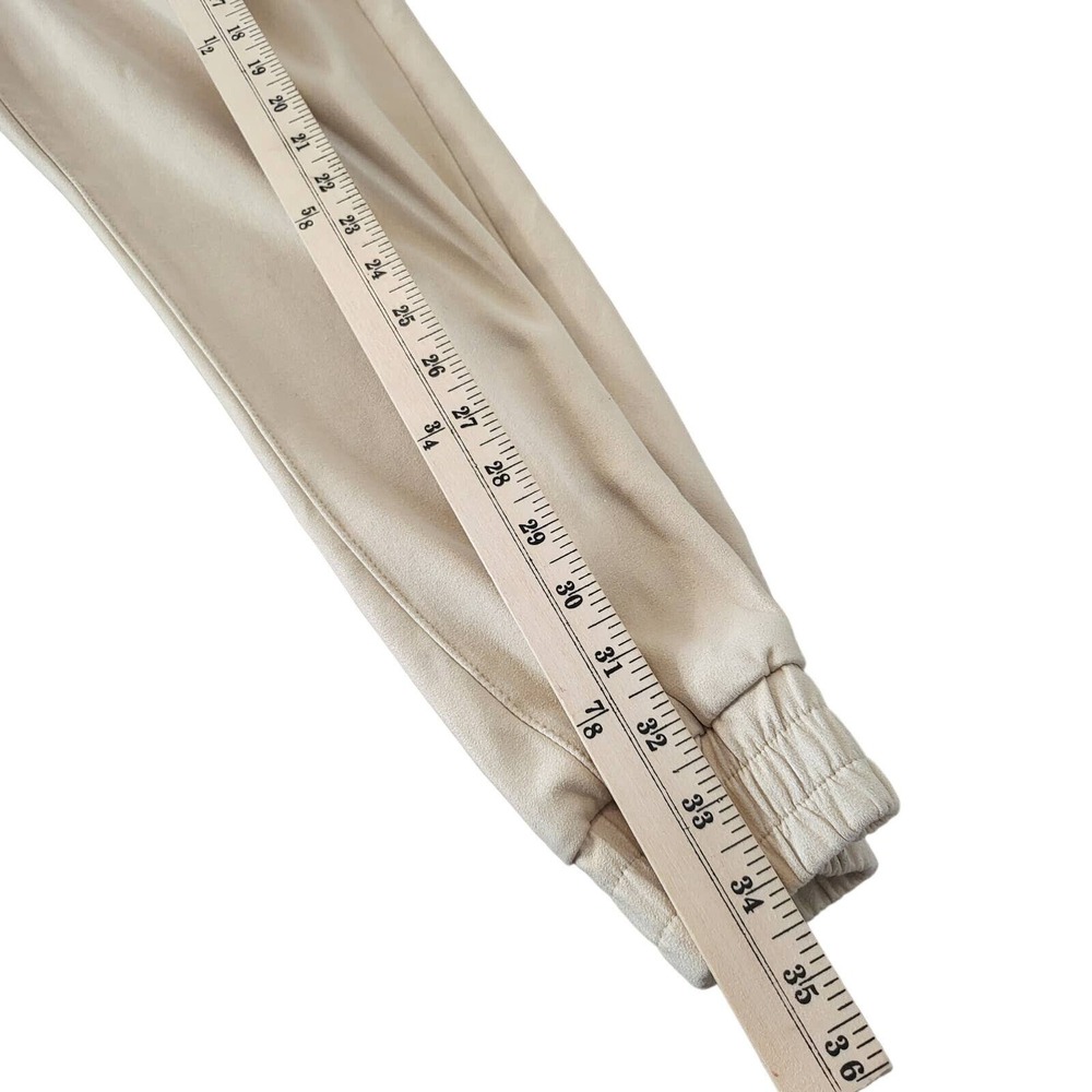 MOTHER The Trainer Jogger Pants 26 Cream Beige Faux Suede Elastic Cuff #014 - Picture 9 of 10